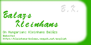 balazs kleinhans business card